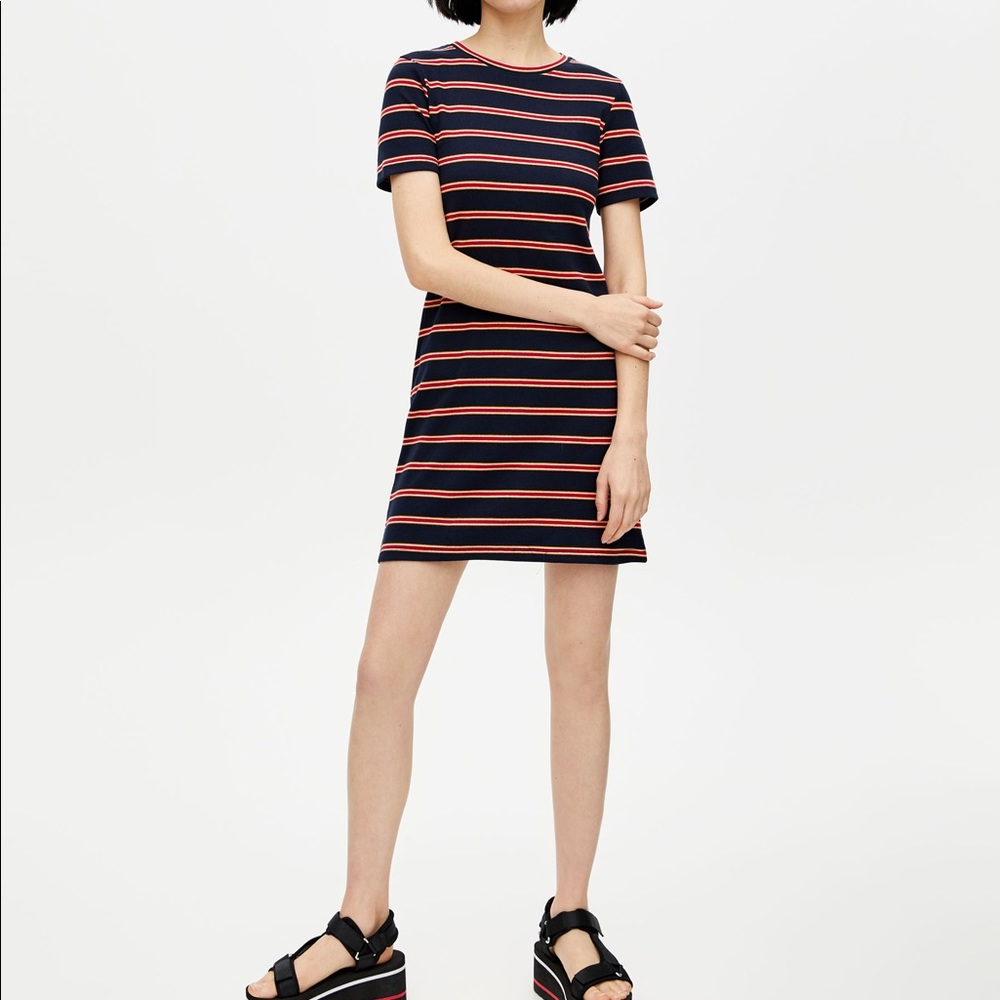 pull and bear strip t-shirt dress